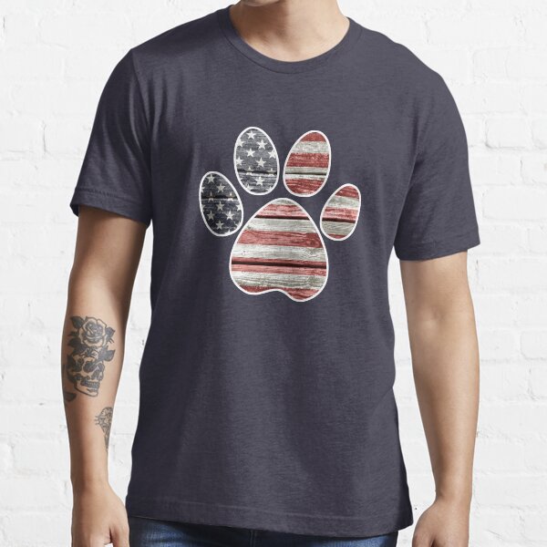 Dog Paw Print, American Flag Essential T-Shirt