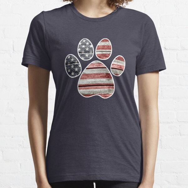 Dog Paw Print, American Flag Essential T-Shirt