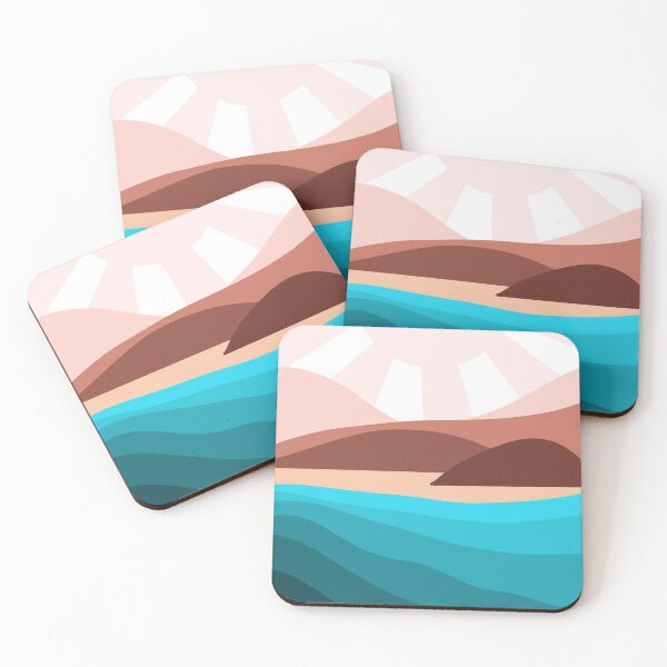 Item preview, Pink and Blue Simple Beach Scene With Sun Digital Art designed and sold by zuzannaaa.