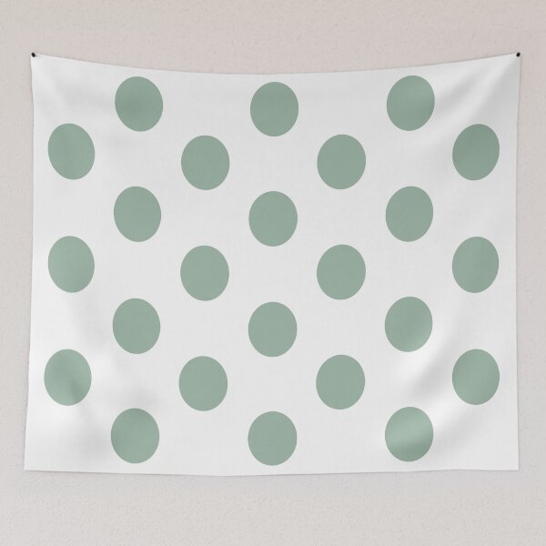 Item preview, Large MUTED GREEN and WHITE POLKA DOTS designed and sold by RachelMacht.
