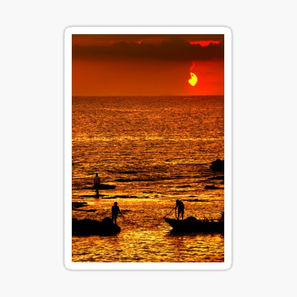 Sunset fishing Sticker