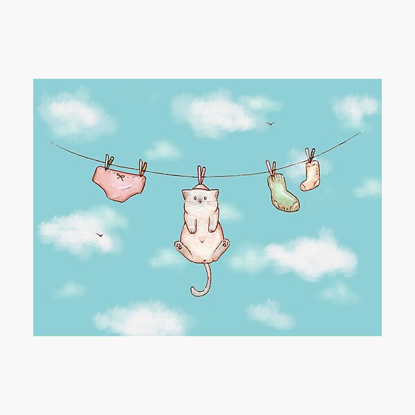Item preview, Cat and laundry hanging in the sky designed and sold by Denise, Denisn't.
