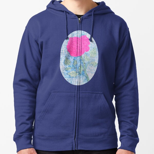 Pen and Ink Vibrant Rose Zipped Hoodie
