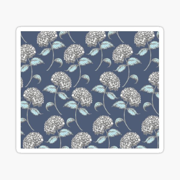 Hydrangea Vintage Floral Pattern in Blue Sticker