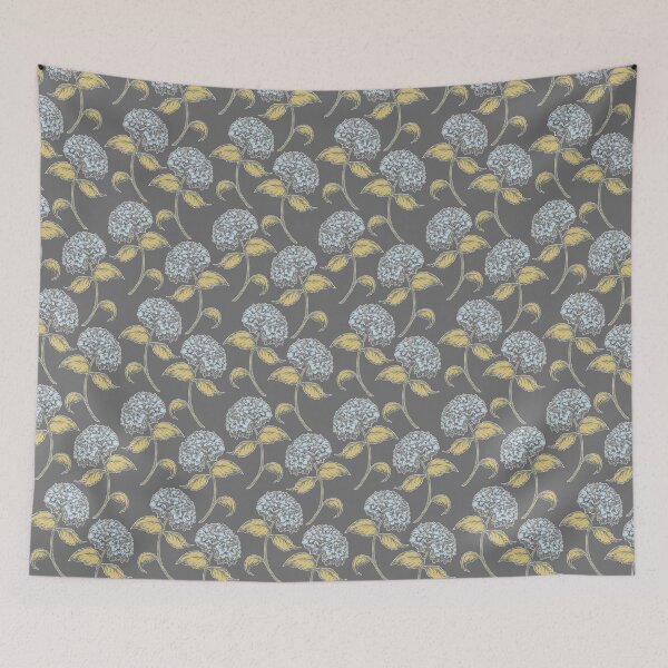 Item preview, Hydrangea Vintage Floral Pattern Gray Gold designed and sold by jeff-jones.