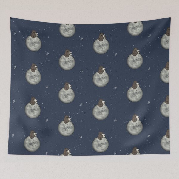 Item preview, Bear and Bunny on the moon designed and sold by Caspalpo.