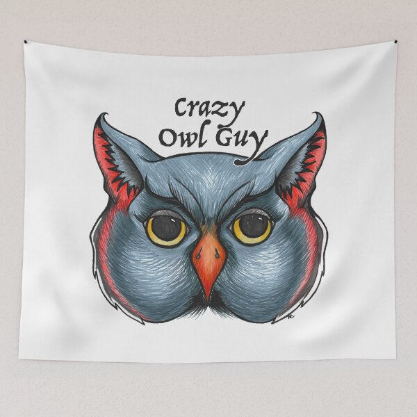 Item preview, Retro Owl Face - Crazy Owl Guy designed and sold by The White Bat.