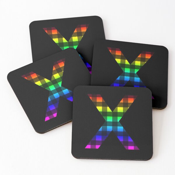 Item preview, The Letter X - Monogram in Rainbow and Black Buffalo Plaid designed and sold by Bumblefuzzies.