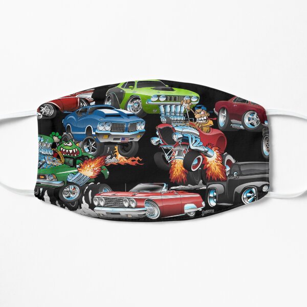Car Madness! Muscle Cars and Hot Rods Cartoon Flat Mask