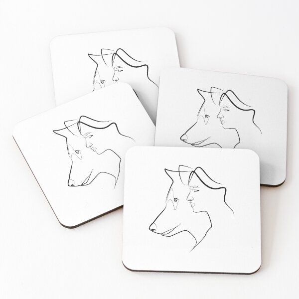Item preview, Girl and wolf in one line art designed and sold by evk-art.