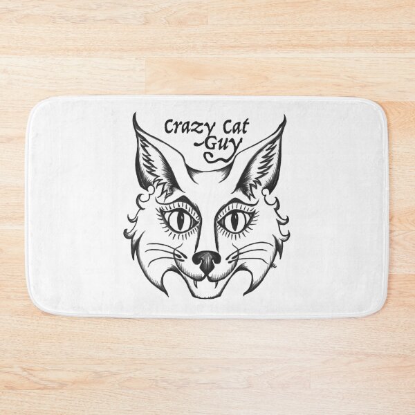 Item preview, Black and White Retro Cat Face - Crazy Cat Guy designed and sold by The White Bat.