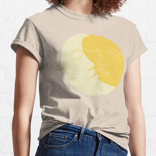 Vintage Solar Eclipse - Sun and Moon Faces Classic T-Shirt