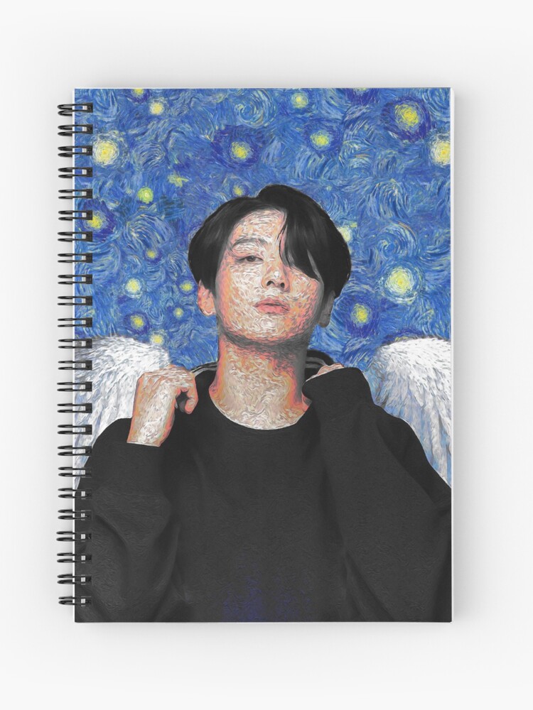 BTS Jungkook Van Gogh Starry Night angel Army Kpop RM Suga Jin Jimin J Hope V Spiral Notebook