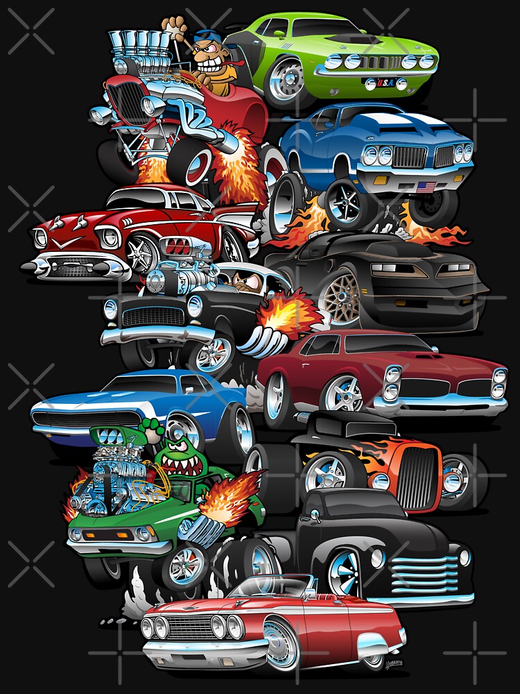 Car Madness! Muscle Cars and Hot Rods Cartoon by hobrath
