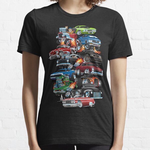 Car Madness! Muscle Cars and Hot Rods Cartoon Essential T-Shirt