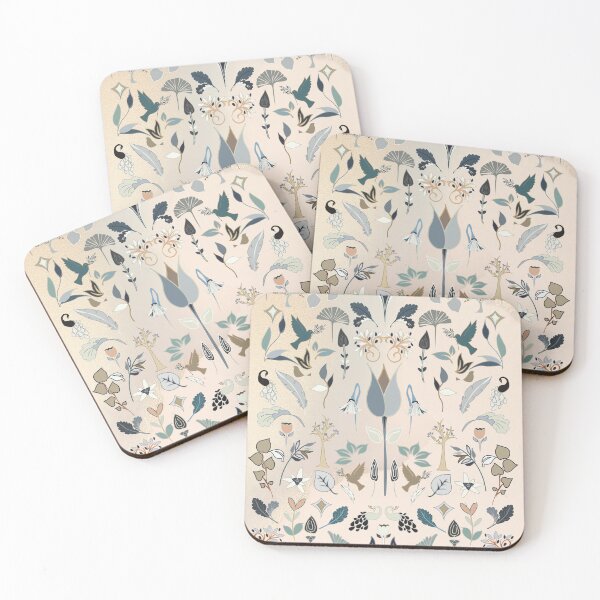 Item preview, Luxury Victorian Embroidery Style Pattern. Victorian ivory and blue designed and sold by Caroline Laursen.