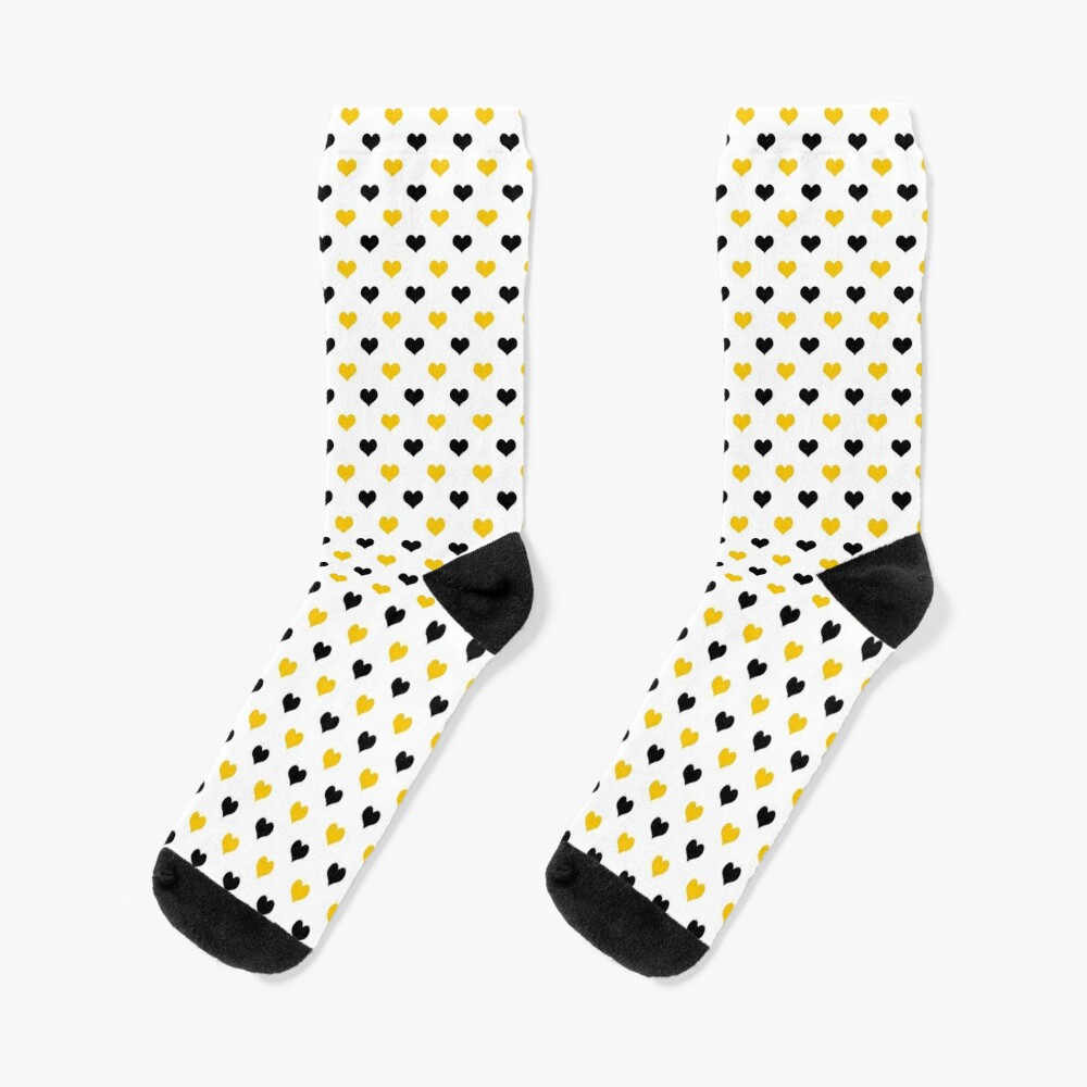 Yellow and Black Hearts Socks