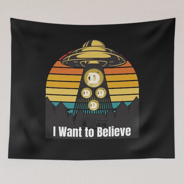 Item preview, Dogecoin UFO Encounter Retro Sunset designed and sold by Cryptohaven.