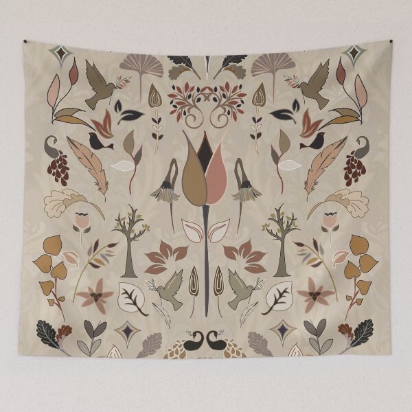 Item preview, Luxury Victorian Embroidery Style Pattern. Victorian beige and tan designed and sold by Caroline Laursen.
