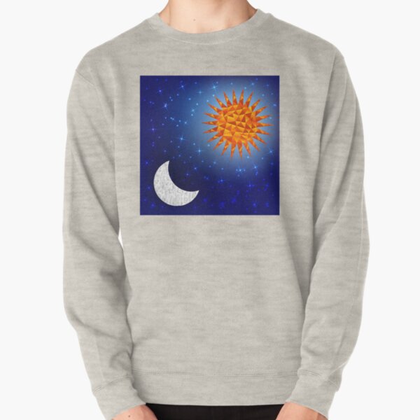 Sun and moon in the sky. Polygonal graphics Pullover Sweatshirt