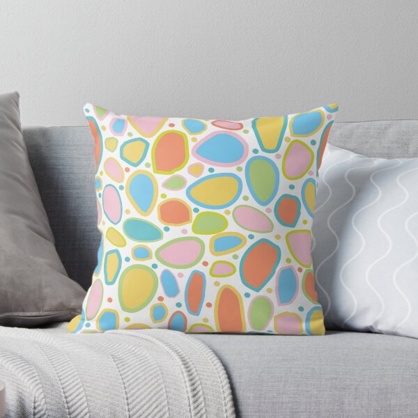 Falling Rocks and Boulders - Multi coloured , Pink, Green, Blue, Yellow, Coral, Throw Pillow