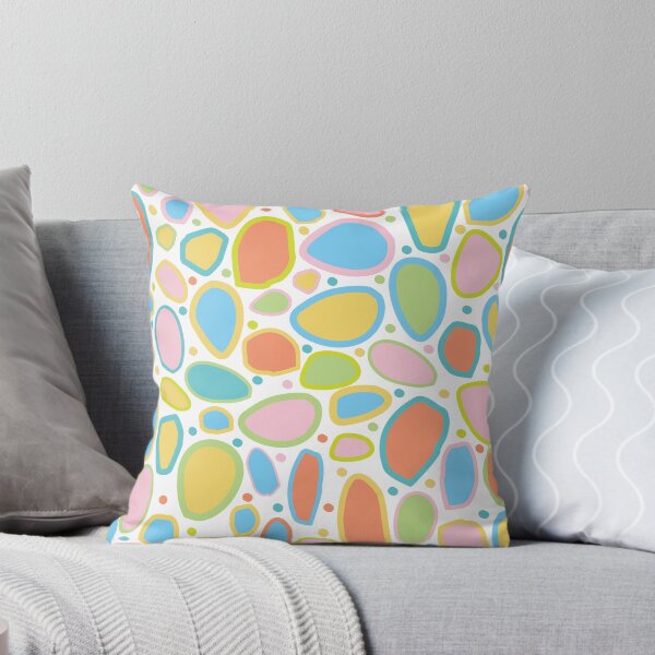 Falling Rocks and Boulders - Multi coloured , Pink, Green, Blue, Yellow, Coral, Throw Pillow