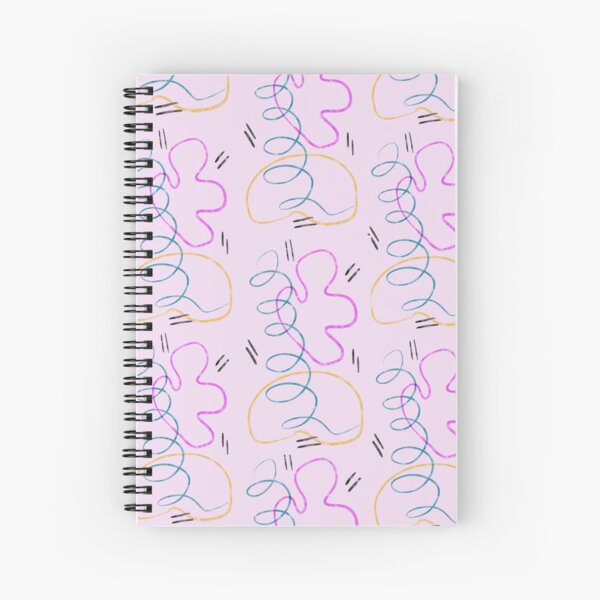 Pink Minimalist Line Art Colorful Shapes Spiral Notebook