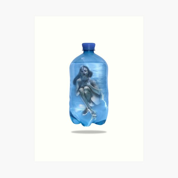 Flaschen Post Blue Agony Kunstdruck
