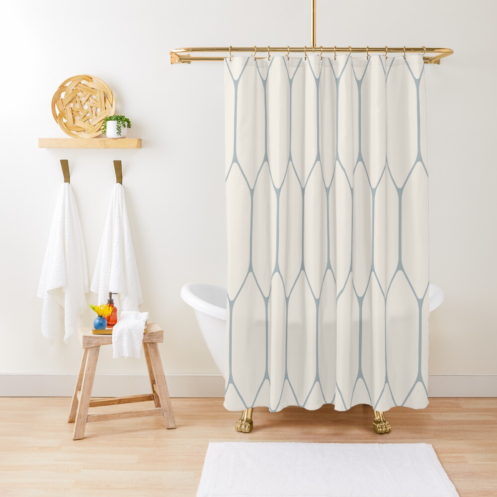 "Long Minimalist Geometric Pattern in Cream and Light Blue