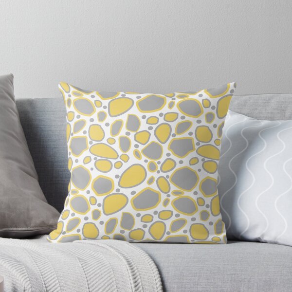 Falling Rocks and Boulders - Colourful, Contemporary, Mustard and Grey Throw Pillow