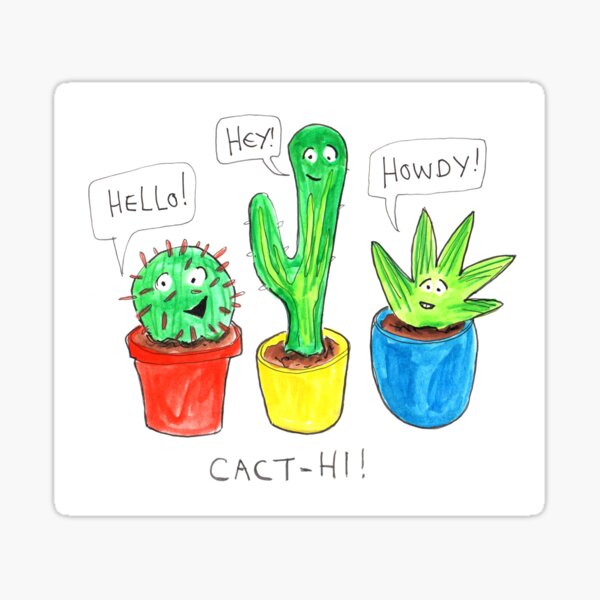 Cactus Hi Daily Doodle Design Sticker For Sale By Hansdoodles Redbubble 