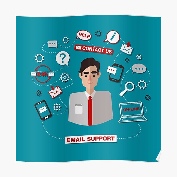 "Technical Email Support Service with Man. Online Service. " Poster for