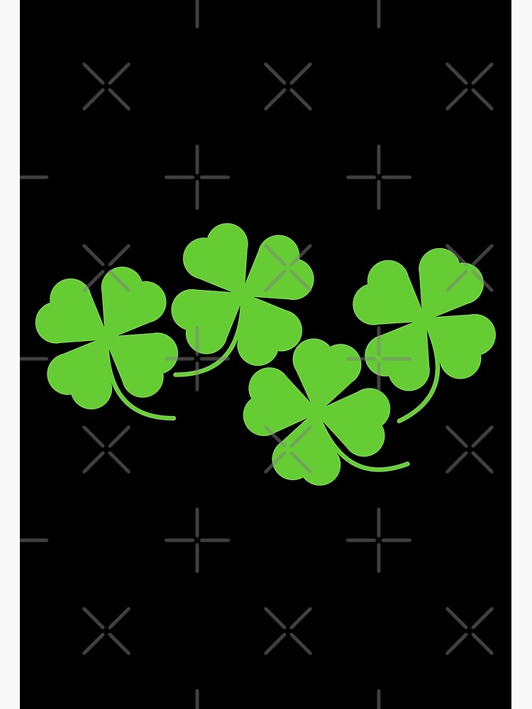 Four Leaf Lucky Clover Shamrock Clusters in Black Background | Photographic  Print