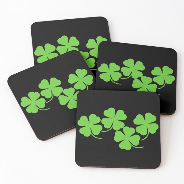 Item preview, Four Leaf Lucky Clover Shamrock Clusters in Black Background designed and sold by Kelly Leung.