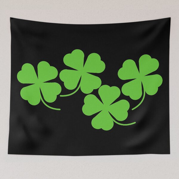 Item preview, Four Leaf Lucky Clover Shamrock Clusters in Black Background designed and sold by Kelly Leung.