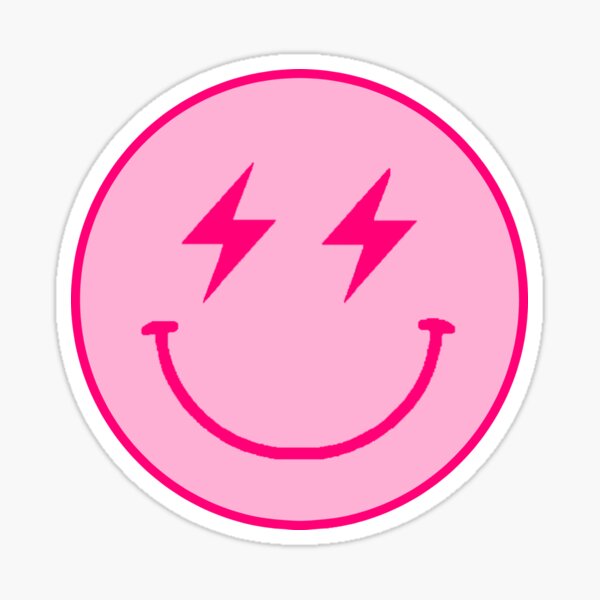 Pink lightning bolt smiley face  Sticker