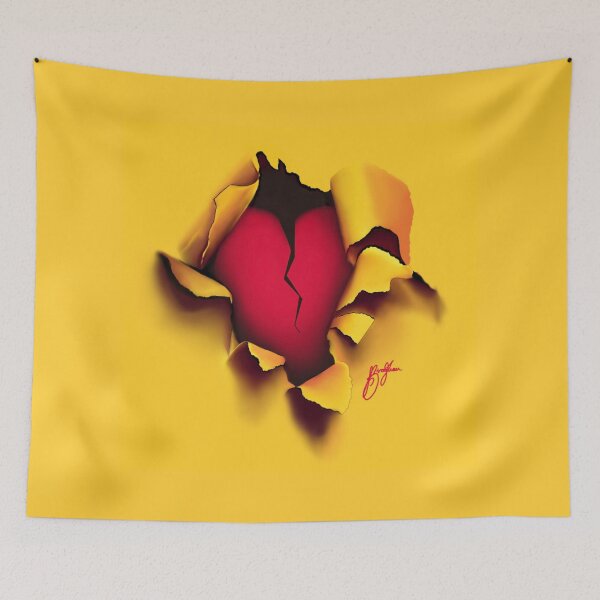 Item preview, Digital broken heart showing through torn paper designed and sold by ArtbyBroghan.