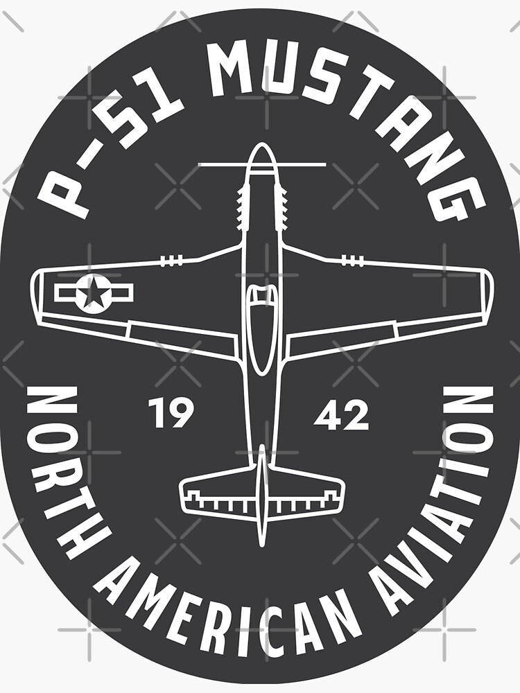 Thumbnail 3 of 3, Sticker, P-51 Mustang Emblem designed and sold by Aeronautdesign.