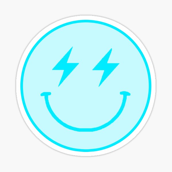 Light blue lightning bolt smiley face  Sticker