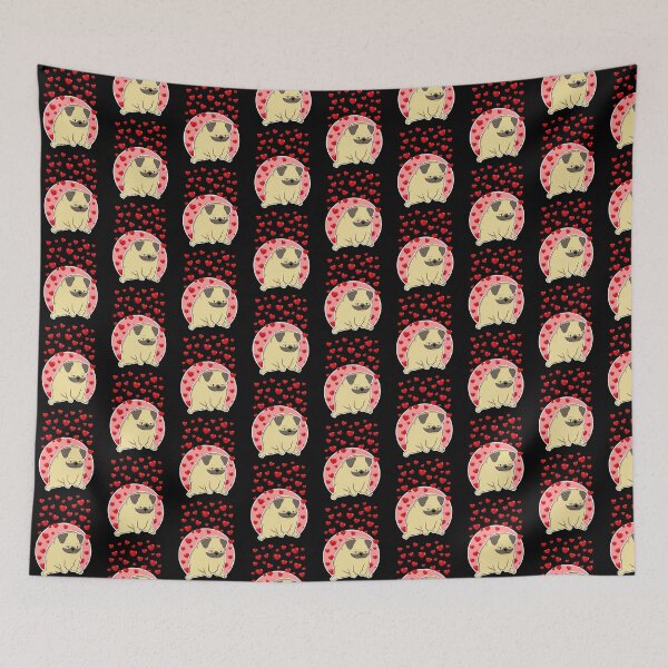 Item preview, Pug with Red Hearts designed and sold by pawsomelove.