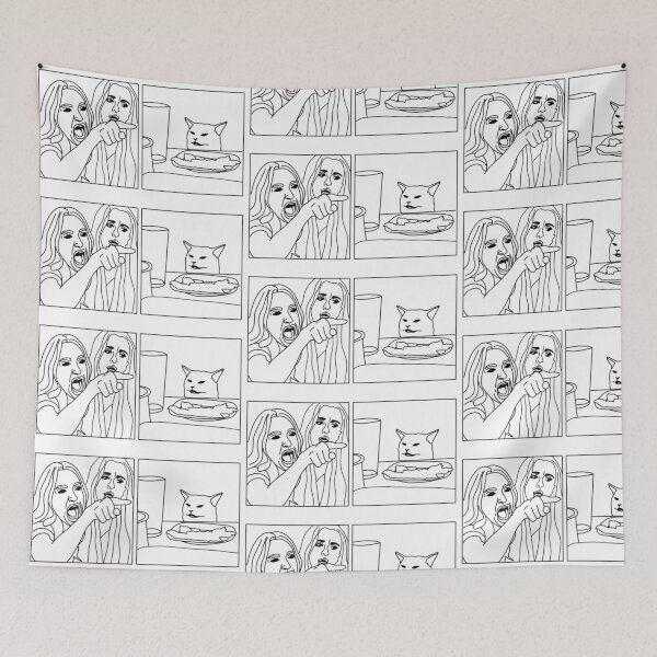 Item preview, Woman yelling at cat meme outline designed and sold by artworkbyevie1.