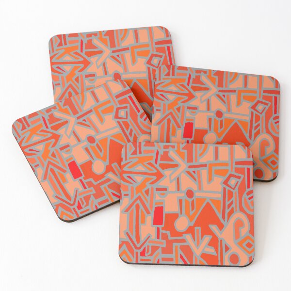 Item preview, African Tribal BaKuba - Scarlet Red Orange designed and sold by ESPRIT MYSTIQUE.