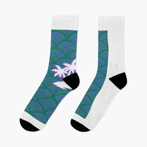 Item preview, Japanese Ocean Wave Palm Tree Pattern Design SEIGAIHA green and blue designed and sold by fredgarden8.
