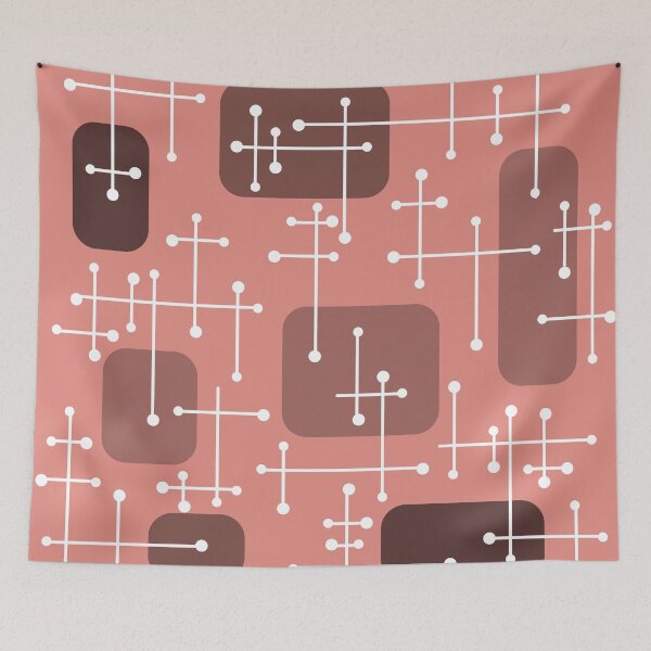Item preview, 1950s Eames Era Art Crosshairs Salmon Pink designed and sold by thepixelgarden.