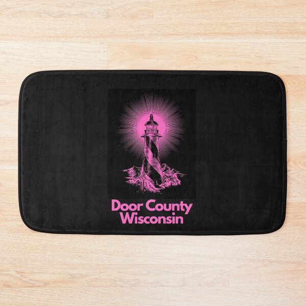 Item preview, Door County Wisconsin Lighthouse Waves Beacon Rocks Graphic Drawing Picture Design Lake Michigan Travel Vacation Camping Pink and Black designed and sold by fineartprints1.
