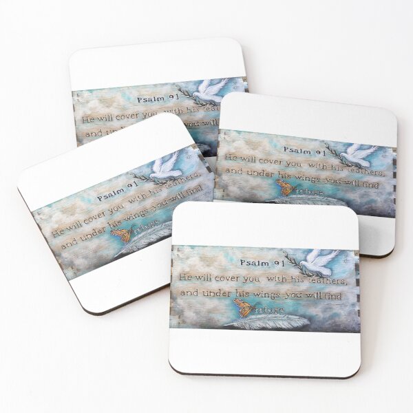 Item preview, Psalm 91 scripture painting feathers, angels, butterfly dove designed and sold by Stephanie  Skeem.