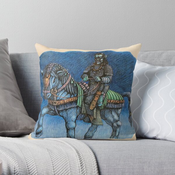 Ghoul on horseback Throw Pillow