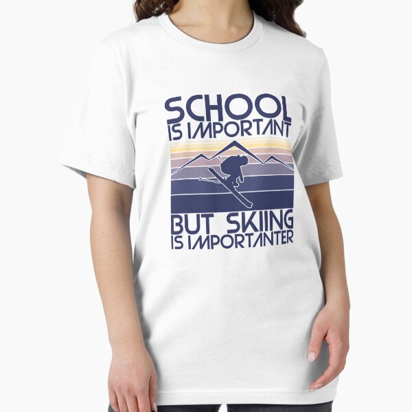 School Is Important But Skiing Is Importanter - Purple | Funny Ski Slogan | DopeyArt Essential T-Shirt