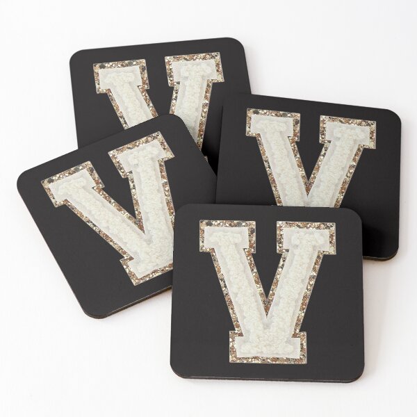 Item preview, V - Blanc Glitter Varsity Letter Patches designed and sold by Monograms Ultd.