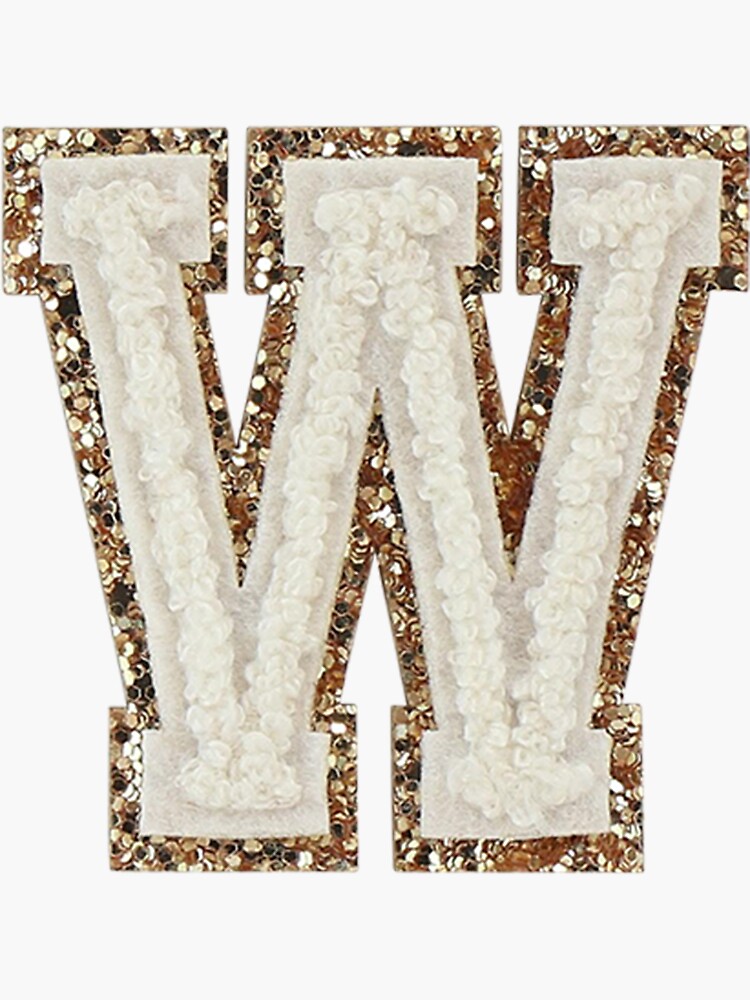 Blanc Glitter Varsity Letter Patches